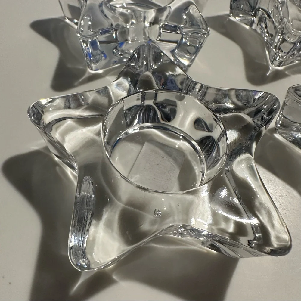 Crate & Barrel Star Tea Light Clear- Four NWT